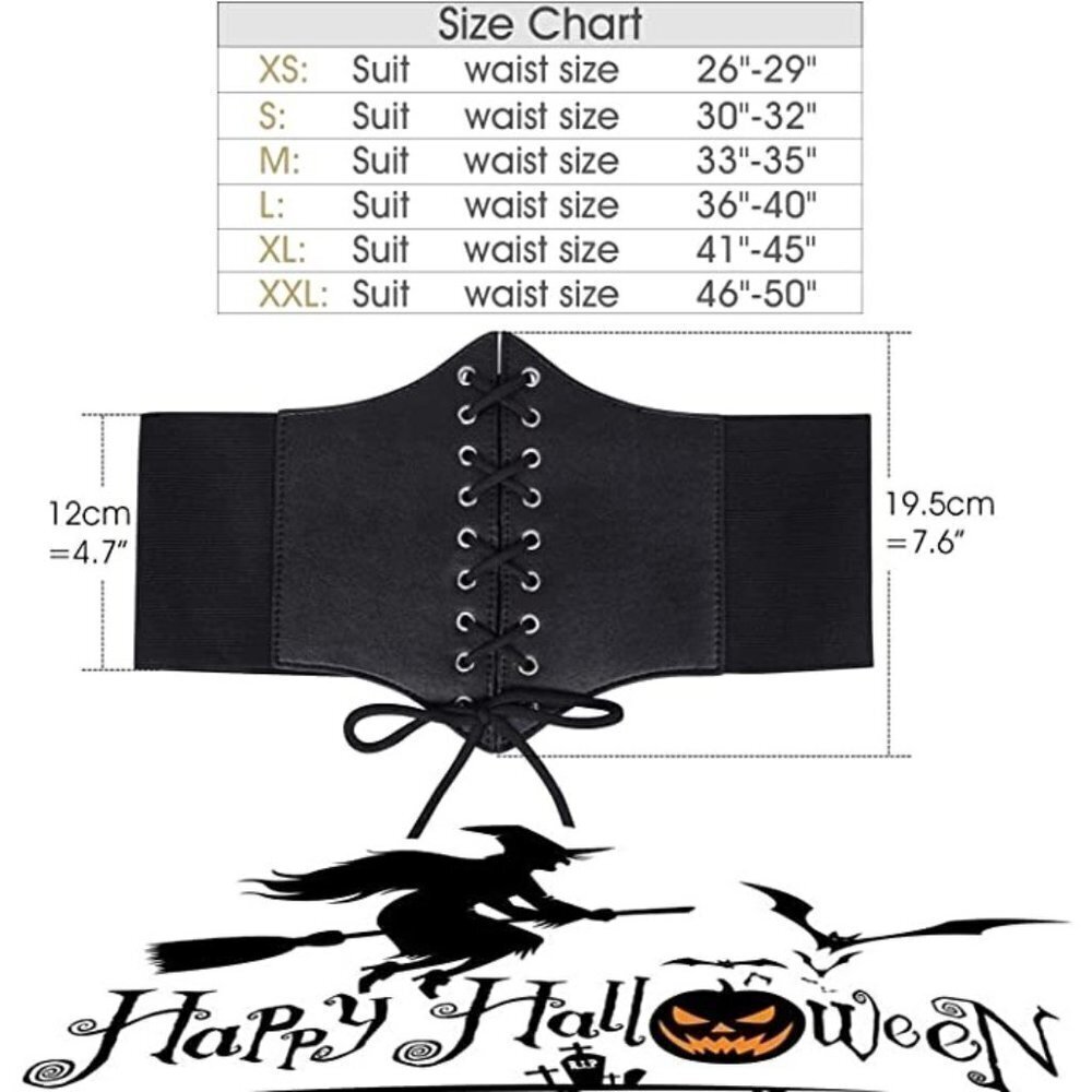 2 Pack Black & Brown Leather Elastic Wide Stretch Belts Corset Halloween Costume - Picture 12 of 12
